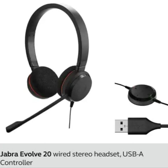 Jabra HSC016 Evolve 20 MS USB Wired Stereo Headset With Microphone Black - Picture 2 of 4